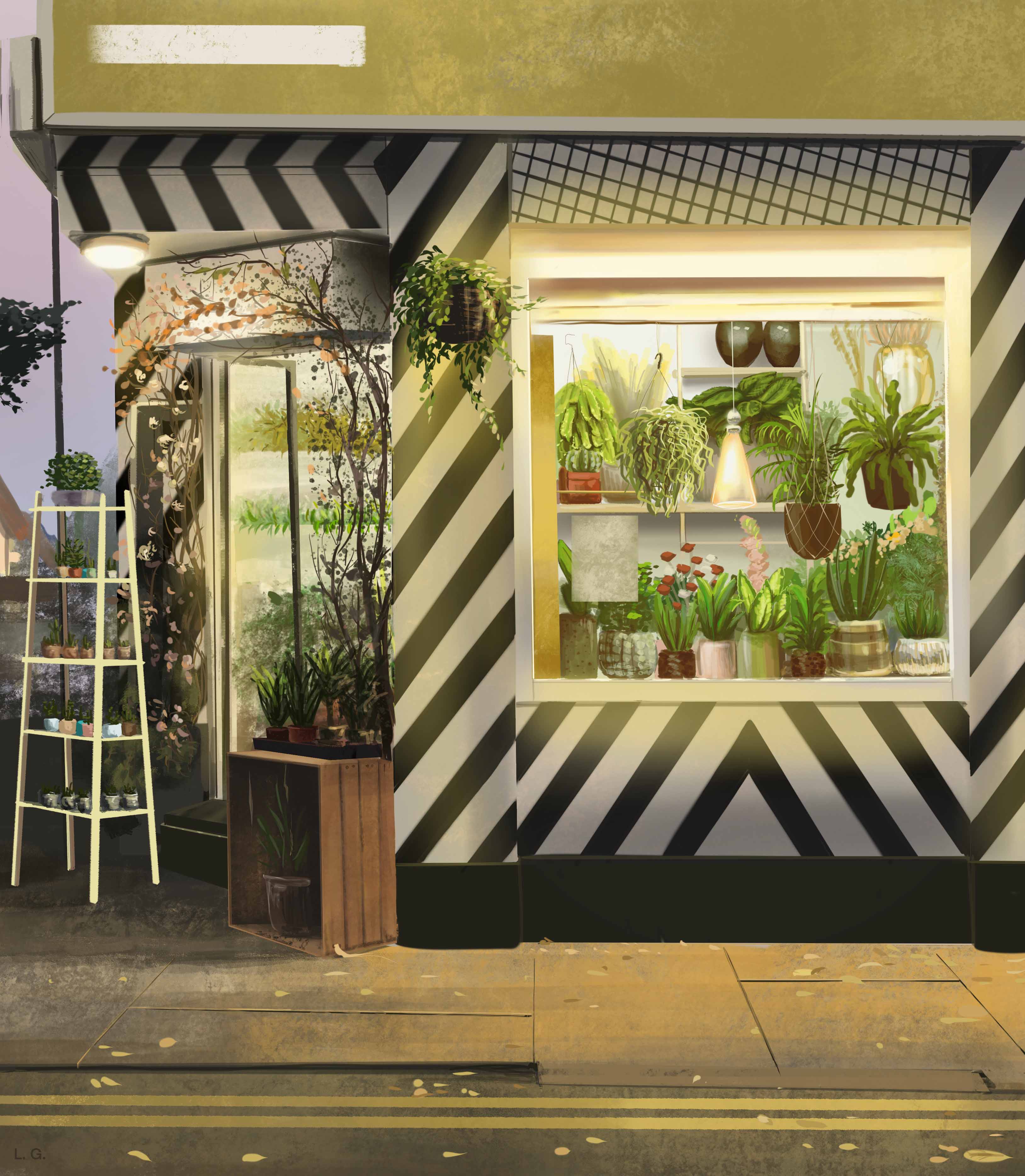 London floral shop illustration